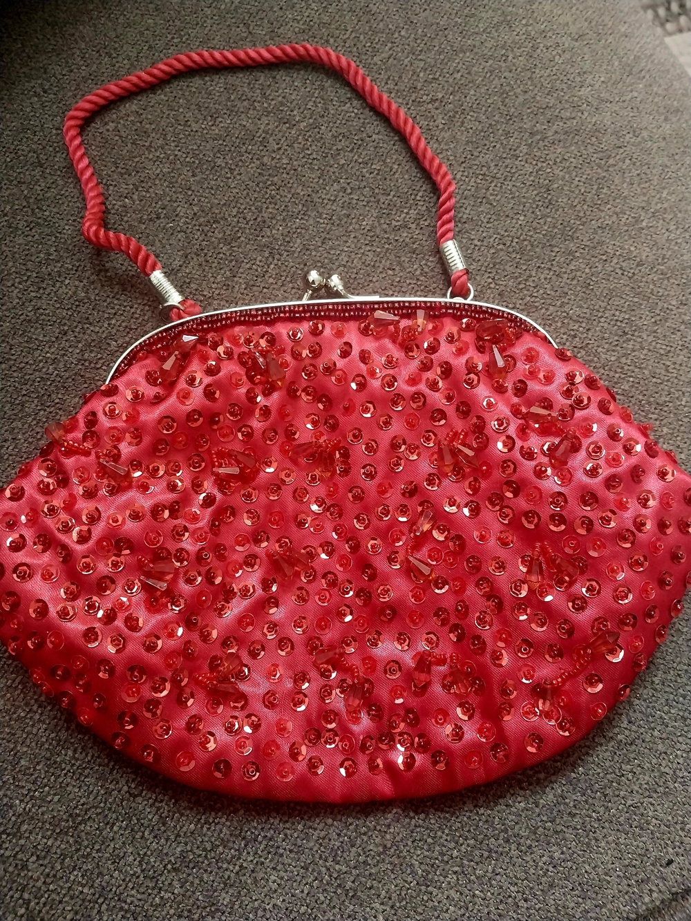 Red Beaded Evening Bag